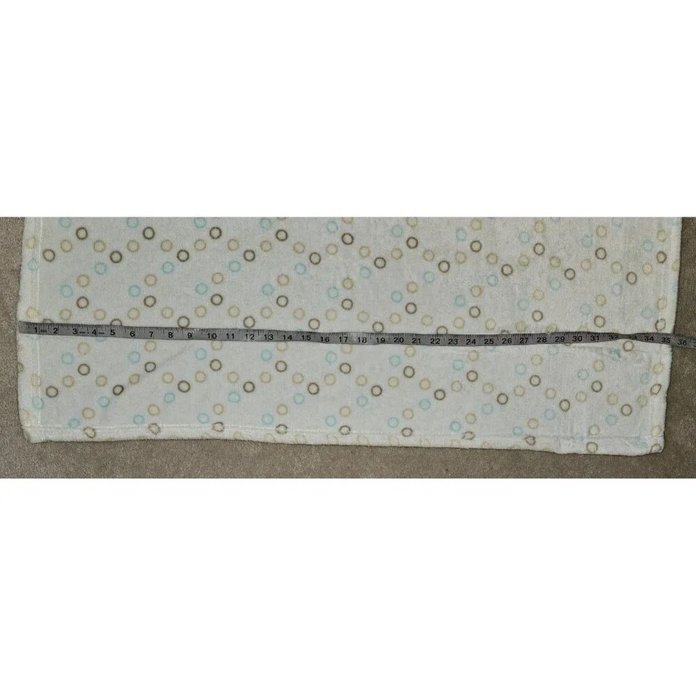 Cream Fleece Baby Blanket Brown Blue Tan Circles Dot 30